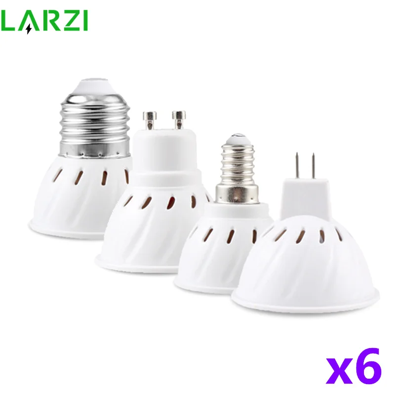 

6pcs/lot E27 E14 MR16 GU10 Lampada LED Bulb AC 110V 220V Bombillas LED Lamp Spotlight 48 60 80 LEDs 2835 SMD Lampara Spot Light