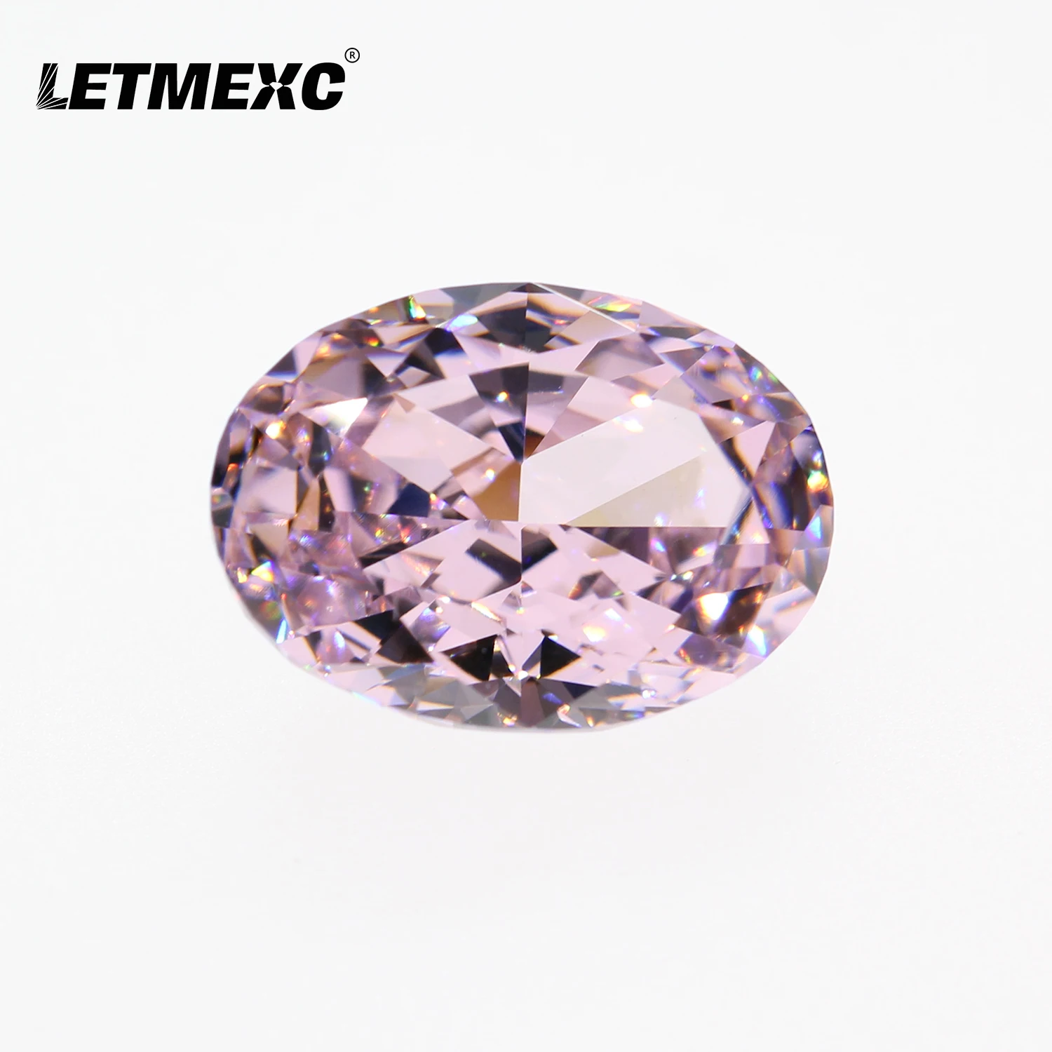 

Letmexc High Carbon Diamond New Cubic Zirconia Loose Stones CZ Gemstone 4K Oval Crushed Ice Cut Pink Color