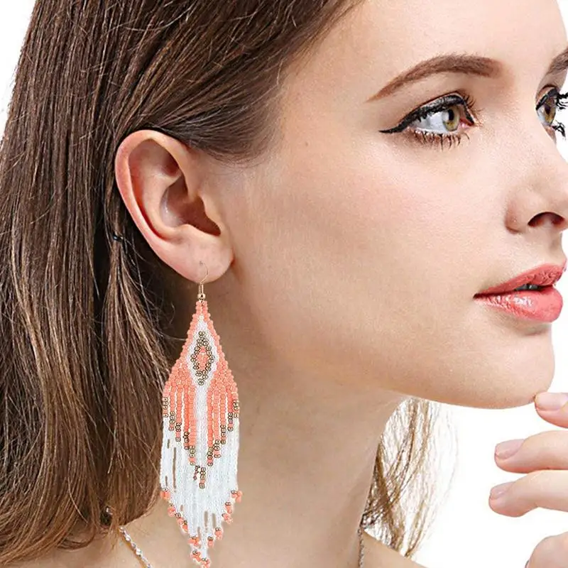 Drop Earrings For Women 2020 Bohemian Retro Creative Long Dangle Earrings Fringe Hoop Earrings Beaded Girls Jewelry Gift 
Drop Earrings For Women 2020 Bohemian Retro Creative Long Dangle Earrings Fringe Hoop Earrings Beaded Girls Jewelry Gift