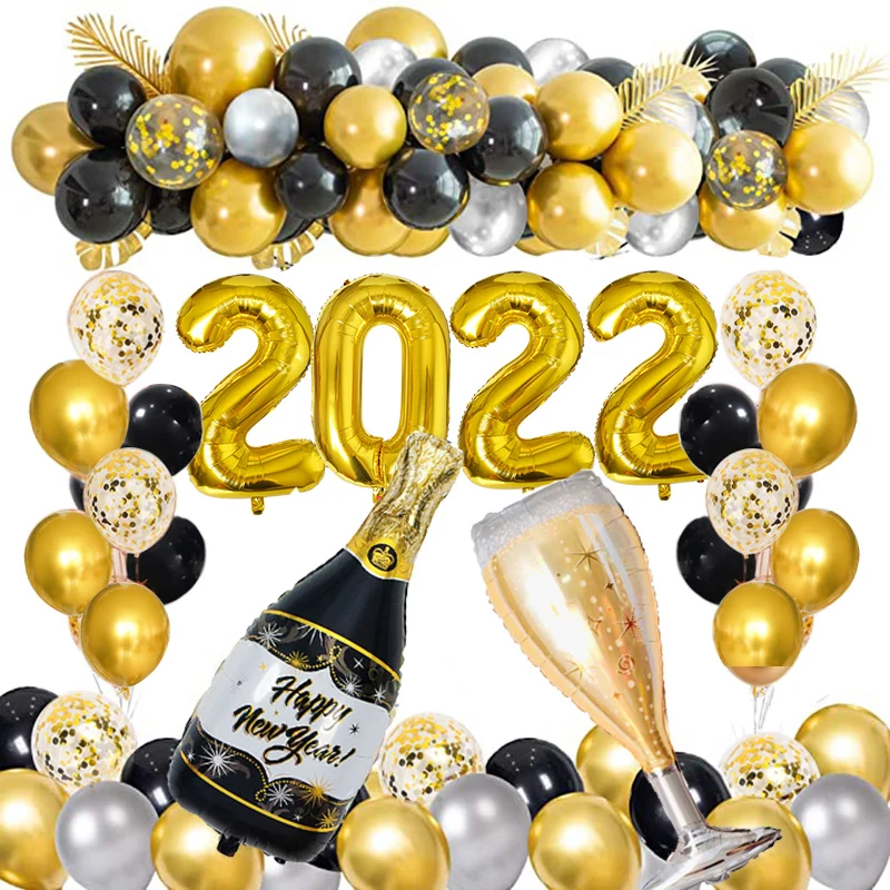 78pcs 2022 Bottle Wine Glass Gold Black Balloons Happy New Year Eve Party Decorations For Home 2021 Merry Christmas Xmas
78pcs 2022 Bottle Wine Glass Gold Black Balloons Happy New Year Eve Party Decorations For Home 2021 Merry Christmas Xmas