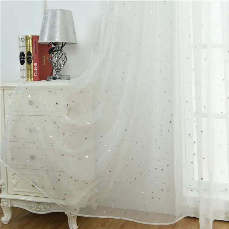 Wearing a Rod Small Fresh Hot Silver Star Tulle Curtains Fashion Living Room Bedroom Transparent Tulle Curtains
Wearing a Rod Small Fresh Hot Silver Star Tulle Curtains Fashion Living Room Bedroom Transparent Tulle Curtains