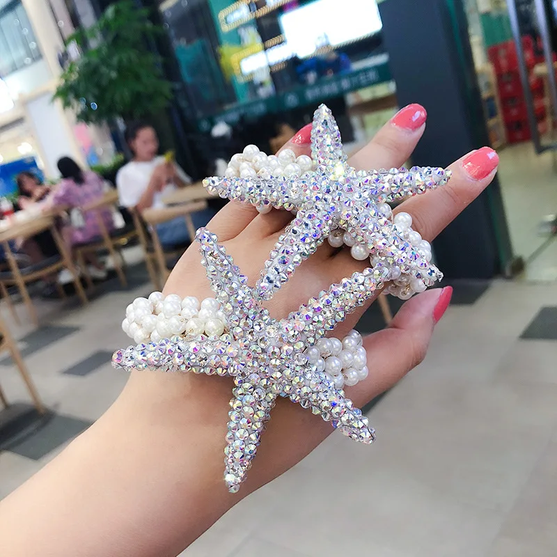 Fashion Exquisite Rhinestones Starfish Imitation Pearl Elastic Hair Bands Temperament Simple Women Ponytail Hair Accessories
Fashion Exquisite Rhinestones Starfish Imitation Pearl Elastic Hair Bands Temperament Simple Women Ponytail Hair Accessories