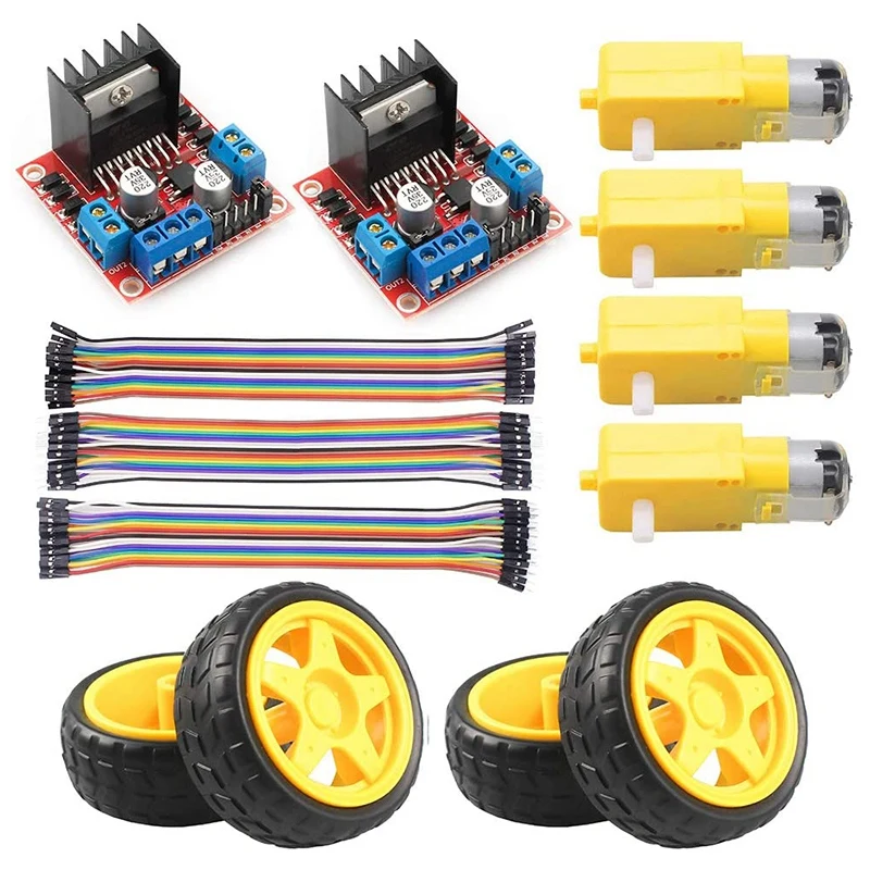L298N Motor Drive Controller Board Stepper Motor Control Module Dual H-Bridge with DC Motor Wheel for Arduino
L298N Motor Drive Controller Board Stepper Motor Control Module Dual H-Bridge with DC Motor Wheel for Arduino