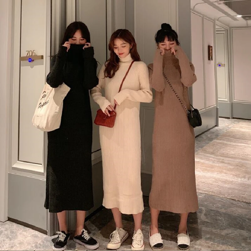 2021 Autumn Winter Thickened Knitted Dress Loose Knit High Neck Party Night Robe Casual One Piece Fashion Women's Clothing Dress
2021 Autumn Winter Thickened Knitted Dress Loose Knit High Neck Party Night Robe Casual One Piece Fashion Women's Clothing Dress