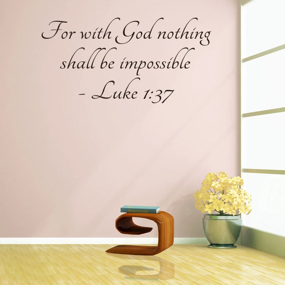 Scripture Wall Decal Luke 1:37 Vinyl Wall Art Sticker Vinyl Decal Bible Scripture 
Scripture Wall Decal Luke 1:37 Vinyl Wall Art Sticker Vinyl Decal Bible Scripture