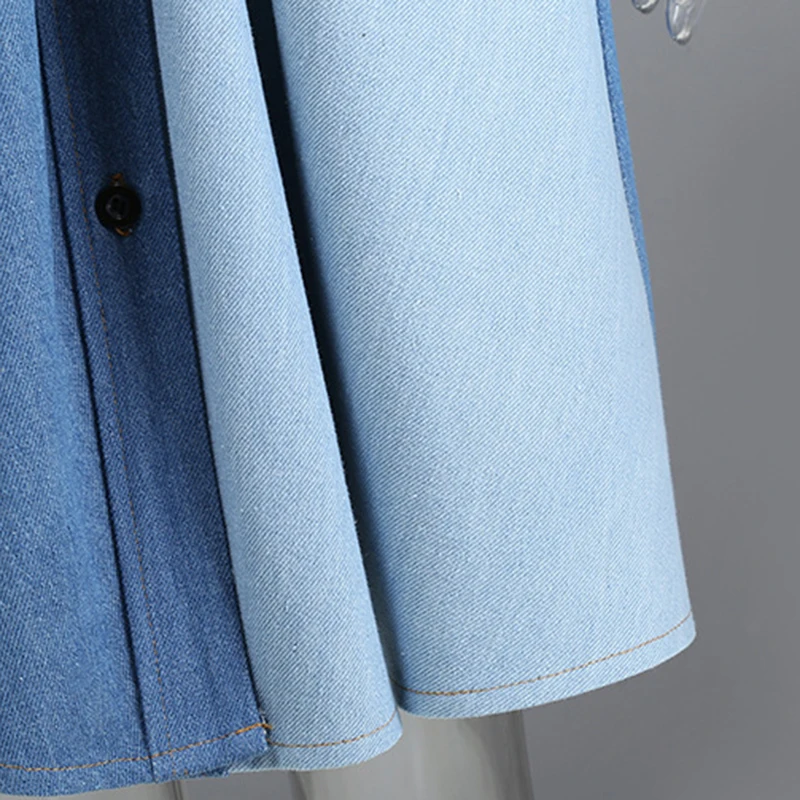CHICEVER Denim Dress For Women Lapel Long Sleeve High Waist Sashes Patchwork Hit Color Oversized Mid Dresses Female 2021 Clothes 
CHICEVER Denim Dress For Women Lapel Long Sleeve High Waist Sashes Patchwork Hit Color Oversized Mid Dresses Female 2021 Clothes