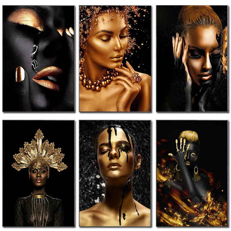 African Art Black and Gold Woman Oil Painting on Canvas Cuadros Posters and Prints Scandinavian Wall Art Picture for Living Room
African Art Black and Gold Woman Oil Painting on Canvas Cuadros Posters and Prints Scandinavian Wall Art Picture for Living Room