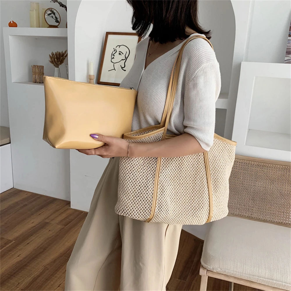 Fashion Straw Women Handbags Hollow Composite Bags Summer Beach Ladies Shoulder Shopping Bags Large Capacity Female Casual Tote
Fashion Straw Women Handbags Hollow Composite Bags Summer Beach Ladies Shoulder Shopping Bags Large Capacity Female Casual Tote