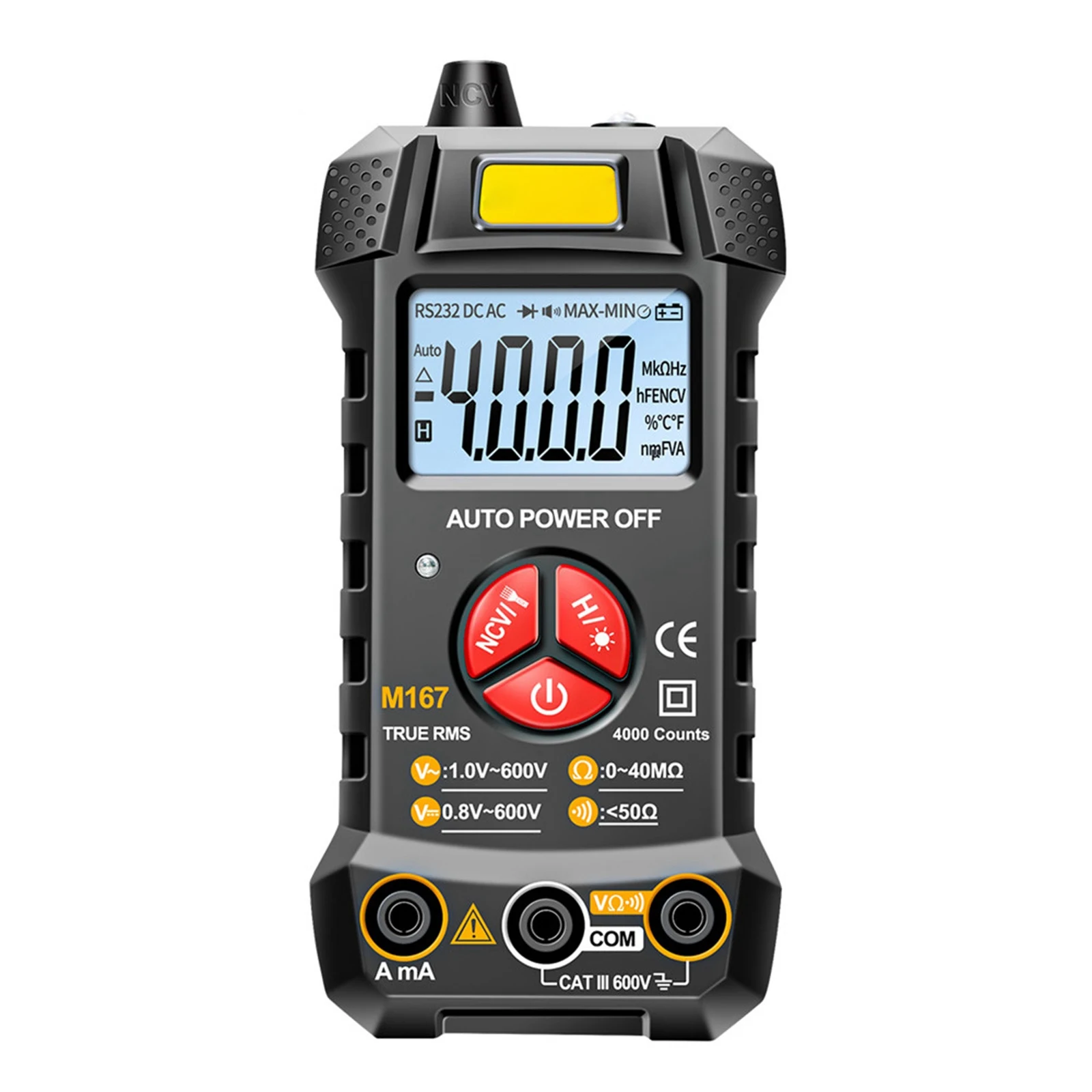 Smart Digital Multimeter 4000 Counts Auto Range AC/DC Voltage/Current Tester Meter Ohm True Rms NCV Live Wire Tester
Smart Digital Multimeter 4000 Counts Auto Range AC/DC Voltage/Current Tester Meter Ohm True Rms NCV Live Wire Tester