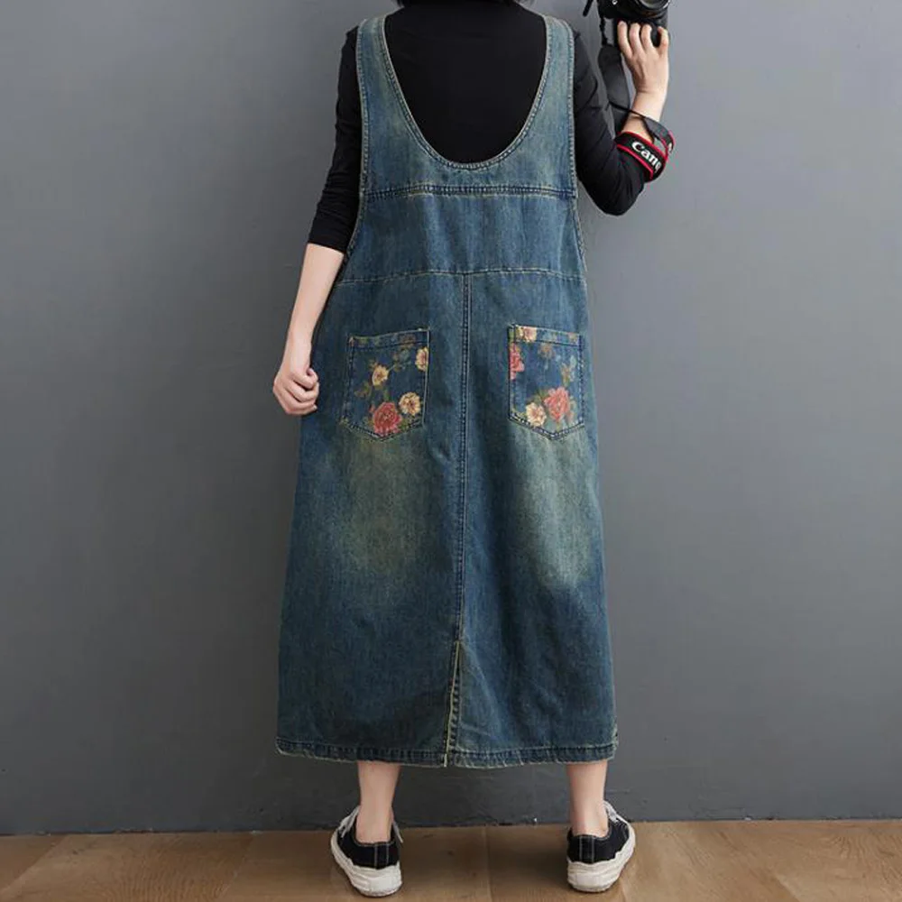 Women Denim Dresses vintage Casual Printed Strap Dress Harajuku Loose dresses for women fashion denim skirt summer 2021
Women Denim Dresses vintage Casual Printed Strap Dress Harajuku Loose dresses for women fashion denim skirt summer 2021