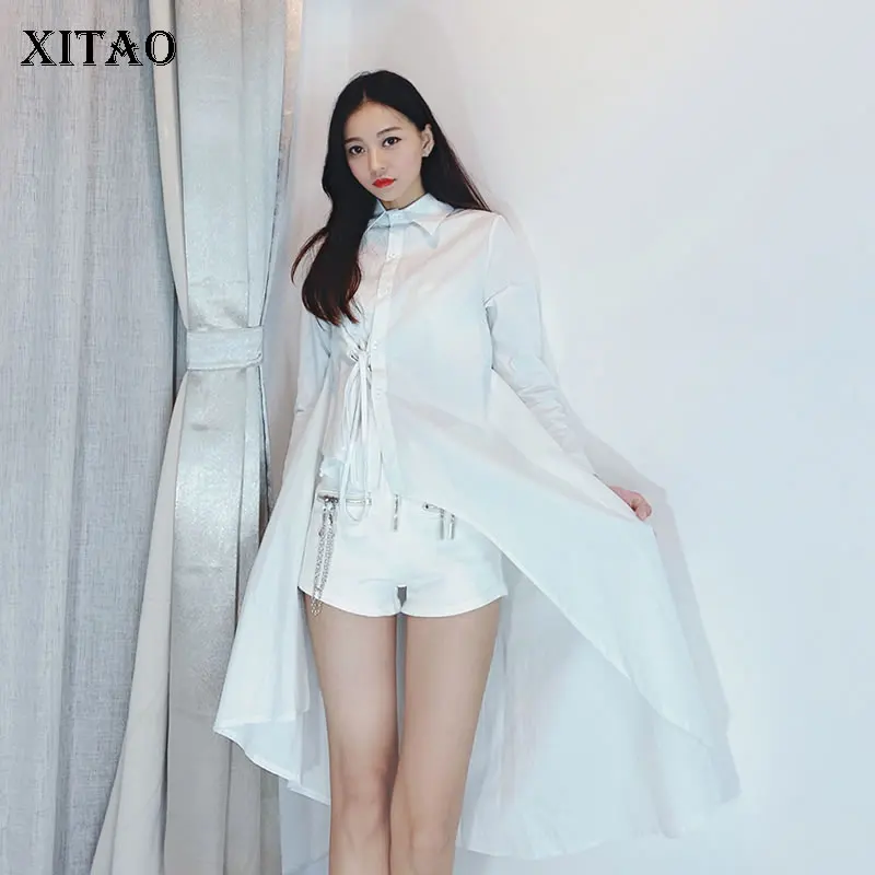 Женская Асимметричная длинная рубашка XITAO, однотонная Повседневная Свободная рубашка с отложным воротником и пышными рукавами, WMD2328
Женская Асимметричная длинная рубашка XITAO, однотонная Повседневная Свободная рубашка с отложным воротником и пышными рукавами, WMD2328