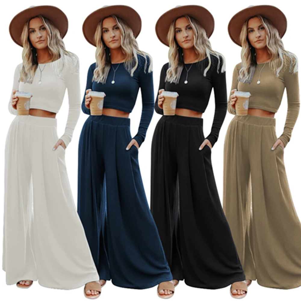 Somoshein Autumn Casual Wide Pants Sets Screw Thread Fashion Women Clothing Sexy Backless Crop Top Elastic Ropa Mujer Streetwear
Somoshein Autumn Casual Wide Pants Sets Screw Thread Fashion Women Clothing Sexy Backless Crop Top Elastic Ropa Mujer Streetwear