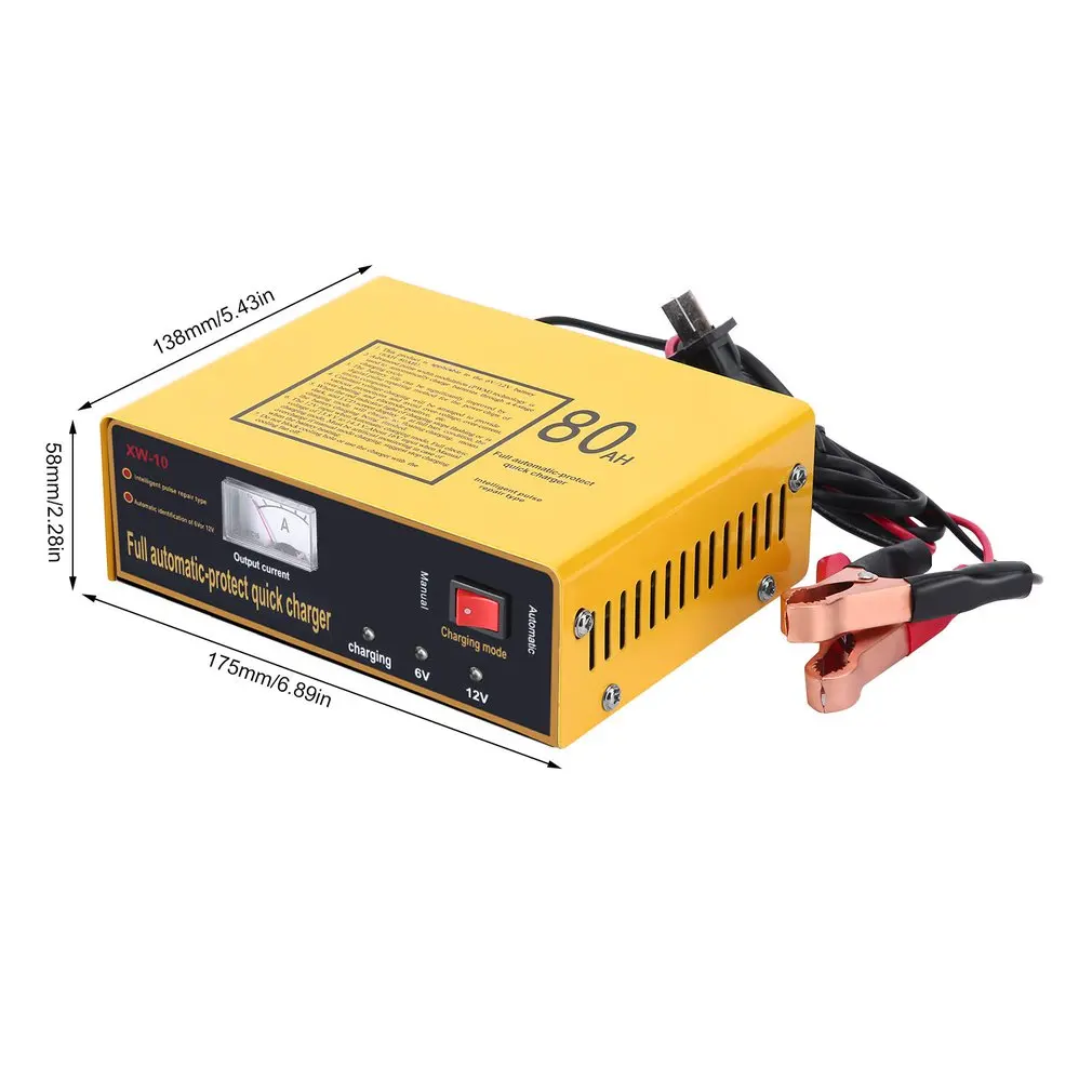 Full Automatic-protect Quick Charger 6V/12V 80AH 140W Automatic Intelligent Car Battery Charger Negative Pulse
Full Automatic-protect Quick Charger 6V/12V 80AH 140W Automatic Intelligent Car Battery Charger Negative Pulse
