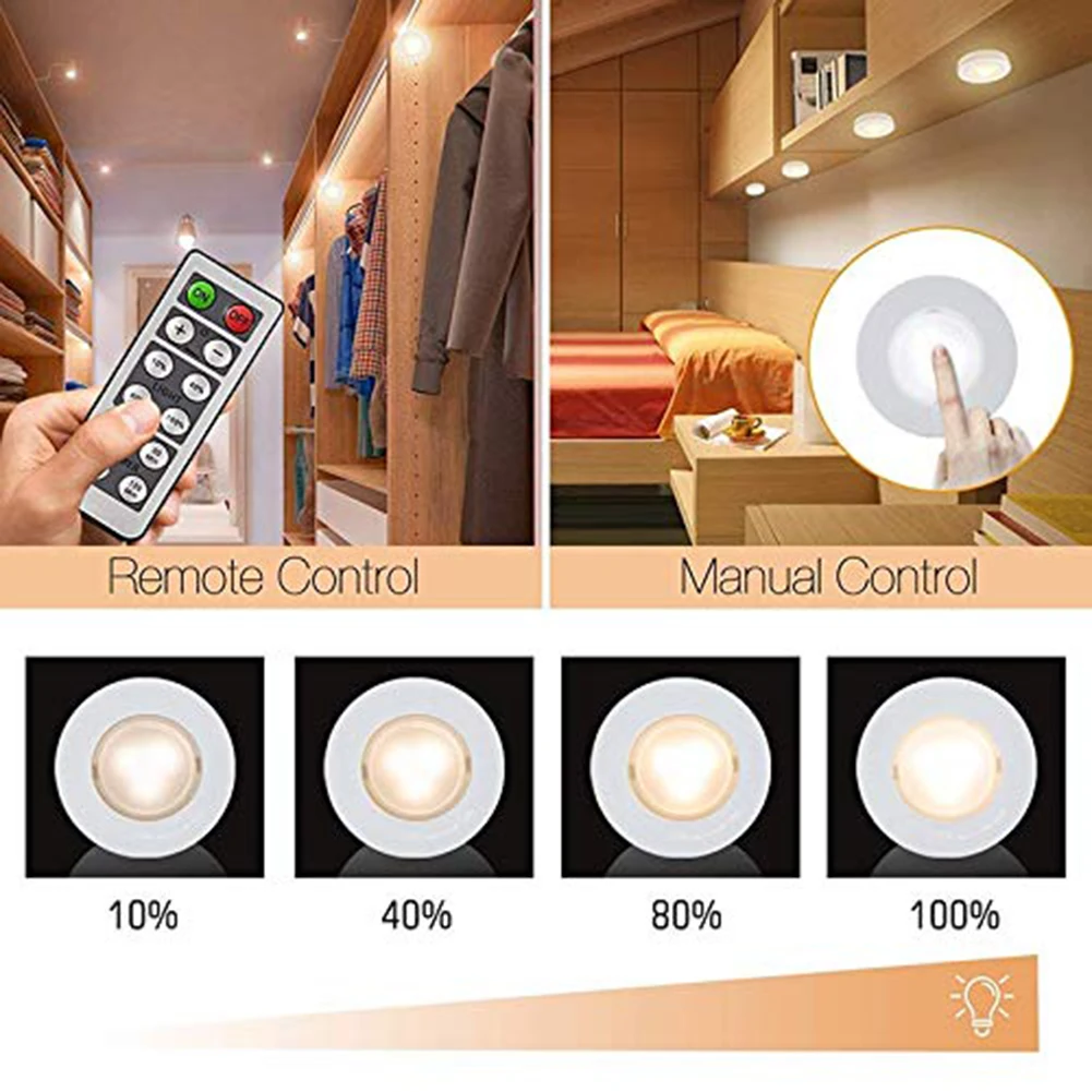Wireless Dimmable LED Under Cabinet Puck lights Touch Sensor Warm white+White Color LED Cabinet Close Wardrobe Night Lights
Wireless Dimmable LED Under Cabinet Puck lights Touch Sensor Warm white+White Color LED Cabinet Close Wardrobe Night Lights