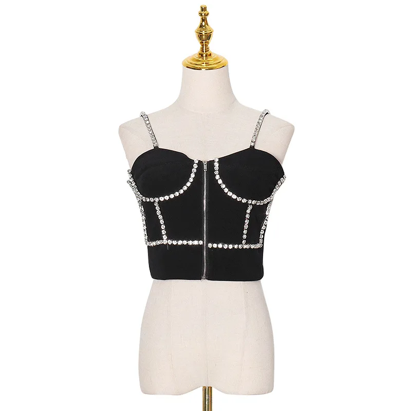 Sexy Hot Diamond Camisole Take Top Women 2021 Summer New Fashion Temperament Zipper Slim Fit Sleeveless Bras Crop Tops Outerwear
Sexy Hot Diamond Camisole Take Top Women 2021 Summer New Fashion Temperament Zipper Slim Fit Sleeveless Bras Crop Tops Outerwear