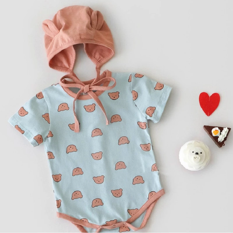 Summer 2020 Infants Clothes Boys Girls Short Sleeve Cotton Newborn Baby Outfits Bear Cartoon Printing Toddler Rompers With Hats 
Summer 2020 Infants Clothes Boys Girls Short Sleeve Cotton Newborn Baby Outfits Bear Cartoon Printing Toddler Rompers With Hats