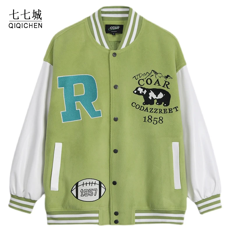 Street Baseball Jackets Men Women Cows Letter Print Patchwork Varsity Jacket Thick College Casual Chaqueta Loose Couple Coat
Street Baseball Jackets Men Women Cows Letter Print Patchwork Varsity Jacket Thick College Casual Chaqueta Loose Couple Coat