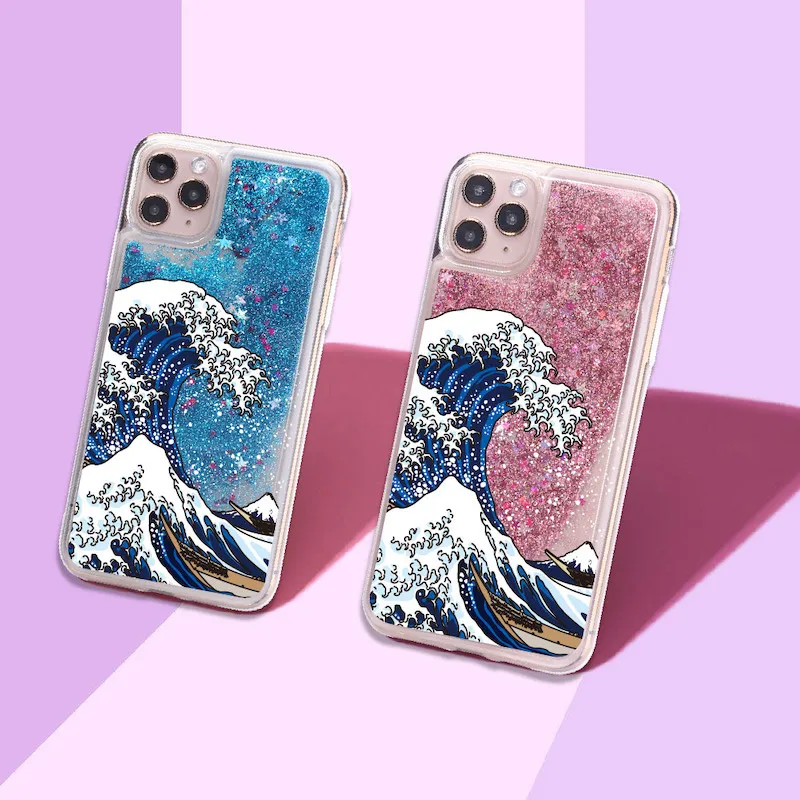 Чехол для телефона Great Wave off Kanagawa Sparkle Liquid Real Glitter чехол iPhone 11 X XS XR Max Pro 7 8 7Plus 8Plus 6 |