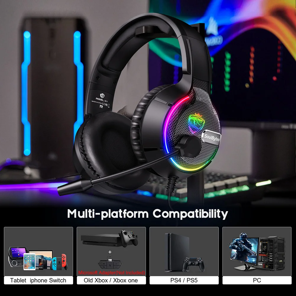 New Wired Gaming Headset Bass Stereo S19 Over-Head Earphone RGB Lighting Headphone For PS5 Xbox Computer Gaming Supplies
New Wired Gaming Headset Bass Stereo S19 Over-Head Earphone RGB Lighting Headphone For PS5 Xbox Computer Gaming Supplies