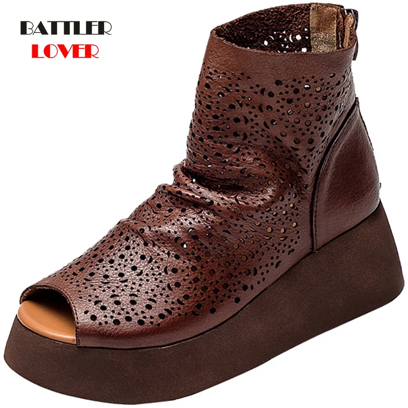 Genuine Cow Leather Rome Sandals For Women 2021 Casual Wedges Summer Boots Shoes Female Hollow Out Thick Bottom Heels Footwear
Genuine Cow Leather Rome Sandals For Women 2021 Casual Wedges Summer Boots Shoes Female Hollow Out Thick Bottom Heels Footwear