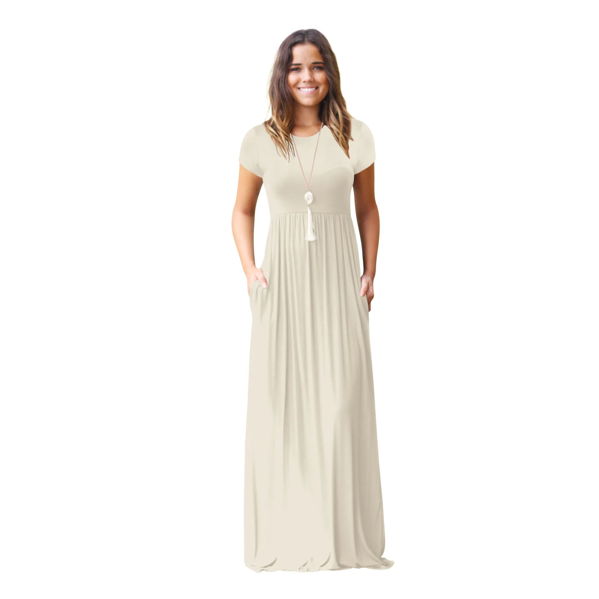 2021 New Sliod Color Short-sleeved Dresses Casual Pocket Dress Long Dress Women's Clothing
2021 New Sliod Color Short-sleeved Dresses Casual Pocket Dress Long Dress Women's Clothing