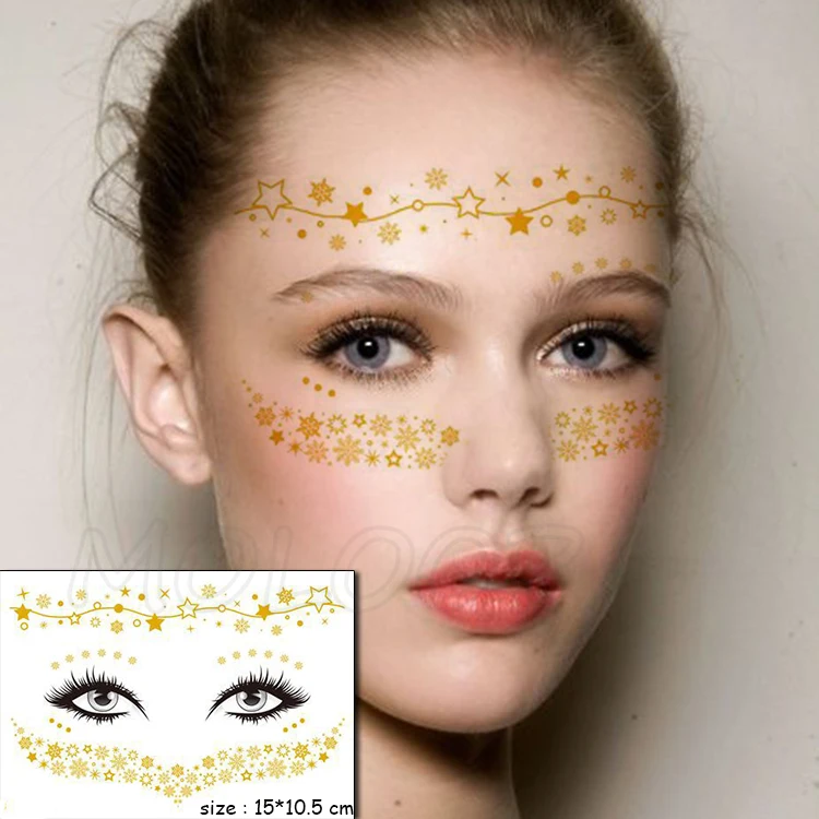 Gold Face Temporary Tattoo Sticker Flower Star Chain Waterproof Freckles Makeup Eye Decal Body Art for Girl Kid 08
Gold Face Temporary Tattoo Sticker Flower Star Chain Waterproof Freckles Makeup Eye Decal Body Art for Girl Kid 08