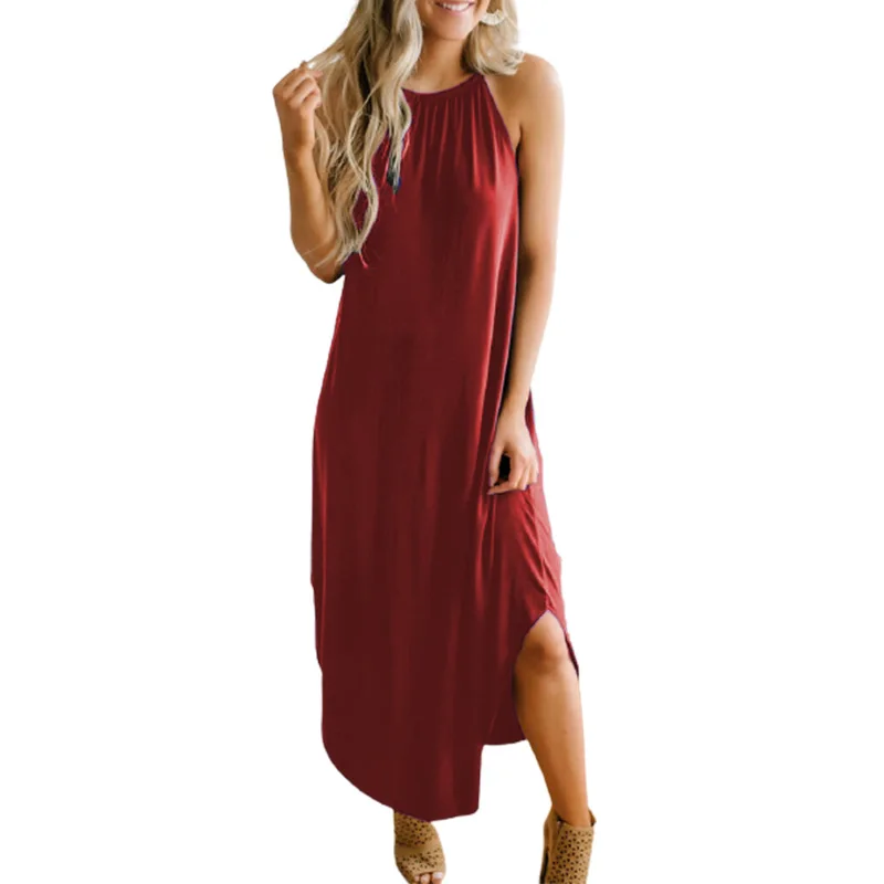 2021 summer new style European and American fashion solid color sexy sling dress long dress women
2021 summer new style European and American fashion solid color sexy sling dress long dress women