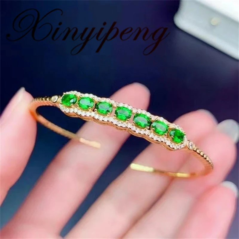 Xin Yipeng Fine Jewelry Real S925 Sterling Silver Plated Yellow Gold Inlaid Natural Diopside Bracelet Anniversary Gift for Women
Xin Yipeng Fine Jewelry Real S925 Sterling Silver Plated Yellow Gold Inlaid Natural Diopside Bracelet Anniversary Gift for Women