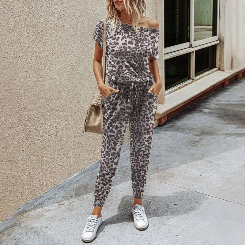 Camo Leopard Print Two Piece Set Women's tracksuit Basic Casual Short Sleeve Tracksuits For Women 2021 Summer Fashion Cloths
Camo Leopard Print Two Piece Set Women's tracksuit Basic Casual Short Sleeve Tracksuits For Women 2021 Summer Fashion Cloths