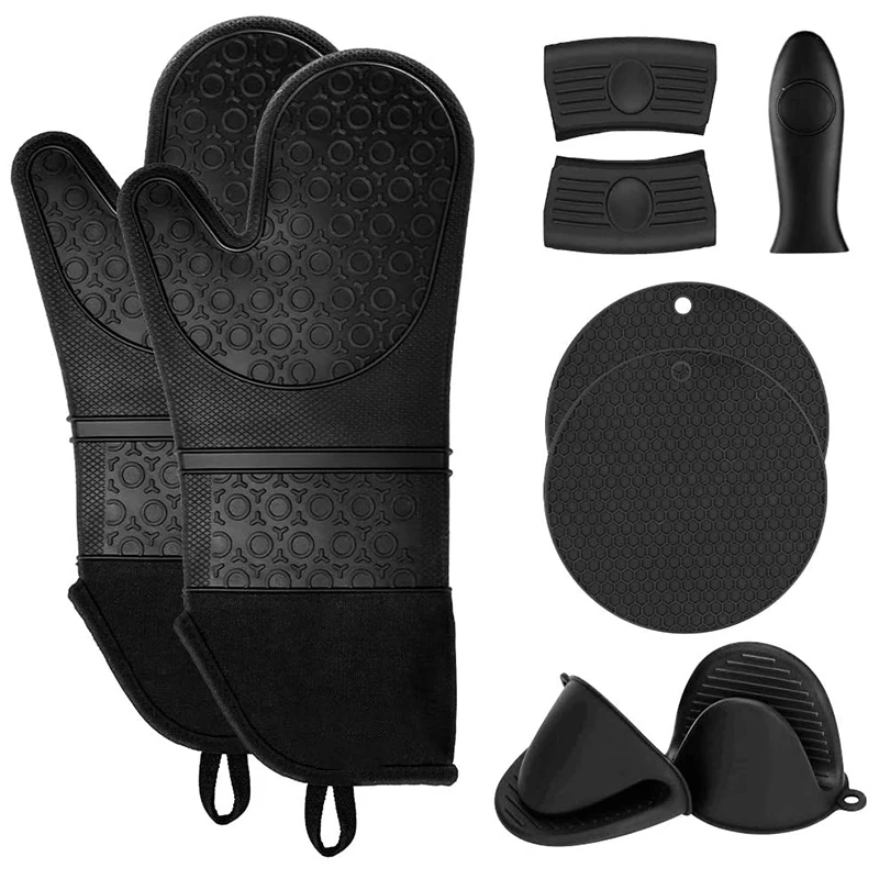 Extra Long Silicone Oven Mitts and Pot Holders Sets, Heat Resistant Oven Mitts with Quilted Liner, Mini Oven Gloves
Extra Long Silicone Oven Mitts and Pot Holders Sets, Heat Resistant Oven Mitts with Quilted Liner, Mini Oven Gloves