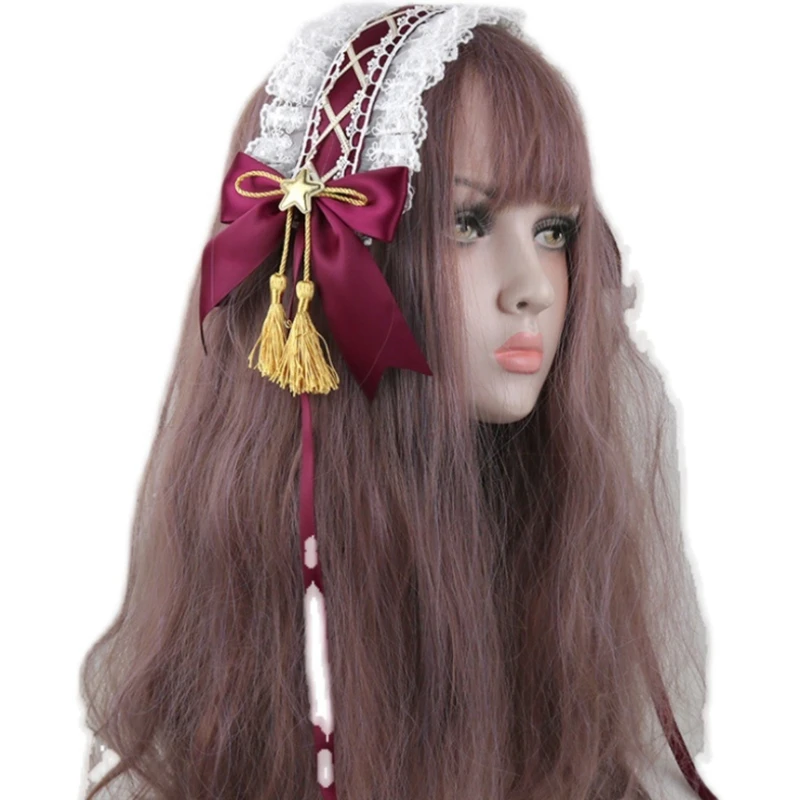 Retro Japanese cute cosplay lace star silk thread pendant bow hair band nightclub cosplay head accessories
Retro Japanese cute cosplay lace star silk thread pendant bow hair band nightclub cosplay head accessories