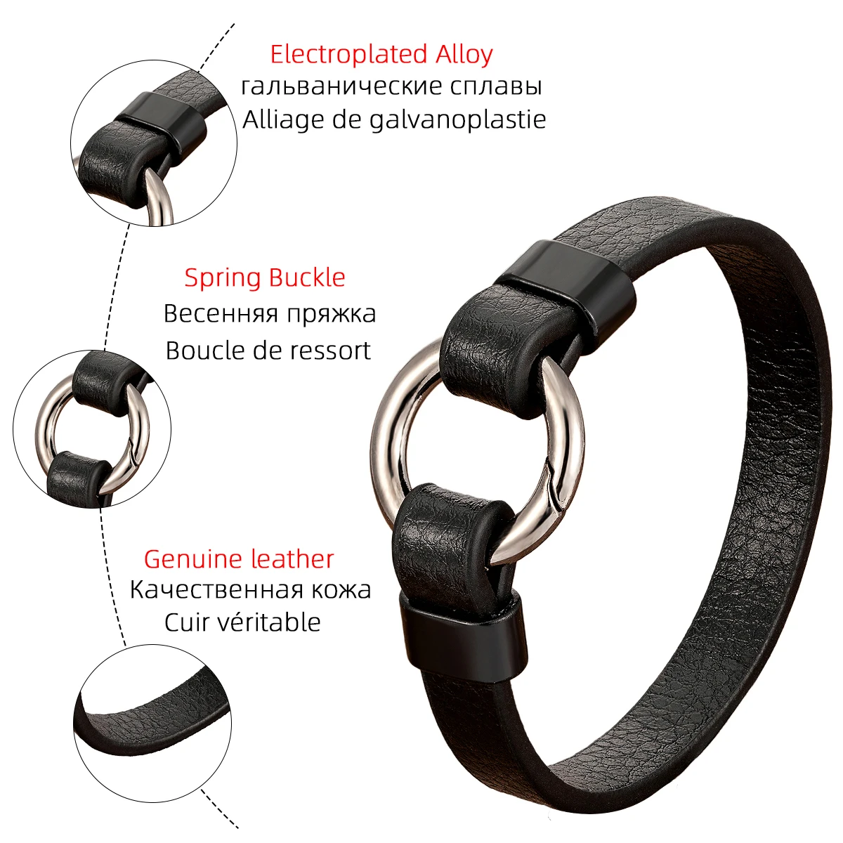 Trendy Genuine Leather Men's Jewelry Gold Metal Round Spring Clasp Simple Leather Rope Bracelet For Women Male Gifts
Trendy Genuine Leather Men's Jewelry Gold Metal Round Spring Clasp Simple Leather Rope Bracelet For Women Male Gifts