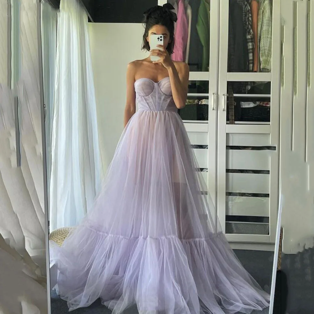 Lilac A Line Tulle Prom Party Dresses Sweetheart Tiered Long Evening Gown with Bones Plus Size Formal Women vestidos de fiesta
Lilac A Line Tulle Prom Party Dresses Sweetheart Tiered Long Evening Gown with Bones Plus Size Formal Women vestidos de fiesta