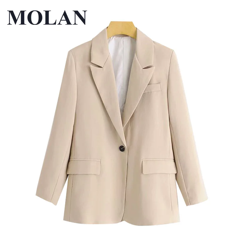 MOLAN Blazers Coat Women Fashion Office Wear Single Button Long Sleeve Pockets Blazer Jacket Vintage Female Outerwear Chic Tops
MOLAN Blazers Coat Women Fashion Office Wear Single Button Long Sleeve Pockets Blazer Jacket Vintage Female Outerwear Chic Tops