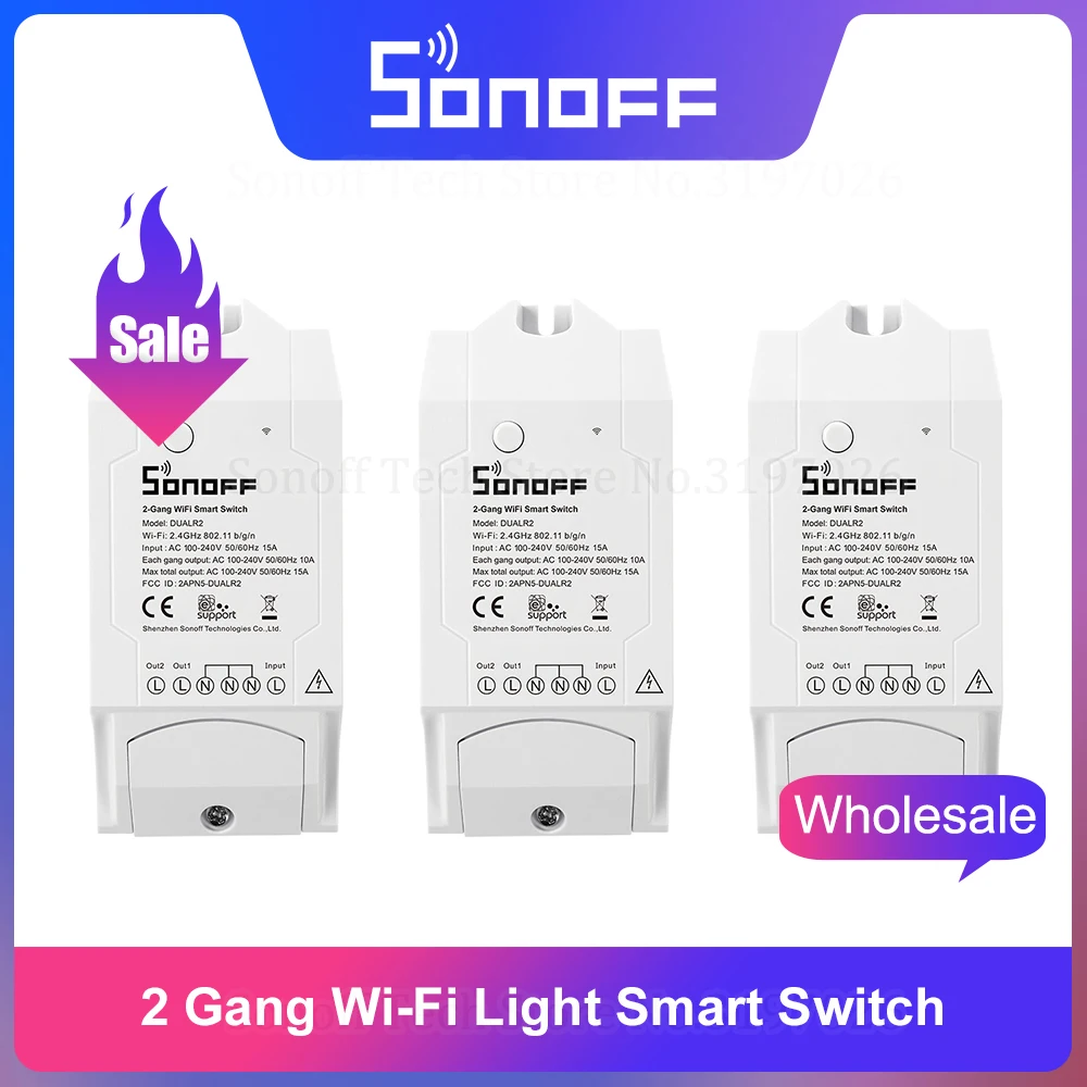 Itead Sonoff Dual R2 2 Gang Wifi светильник Smart Switch Time Schedule Scene с помощью eWeLink работает Alexa Google Home