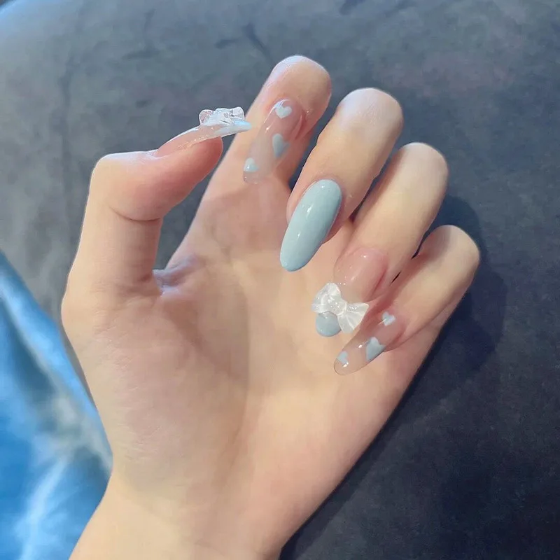 24pcs False Full Cover Blue Bow Nail Patch Glue Type Wearable Long Paragraph Fashion Small Fresh Manicure Nail Art Tools
24pcs False Full Cover Blue Bow Nail Patch Glue Type Wearable Long Paragraph Fashion Small Fresh Manicure Nail Art Tools