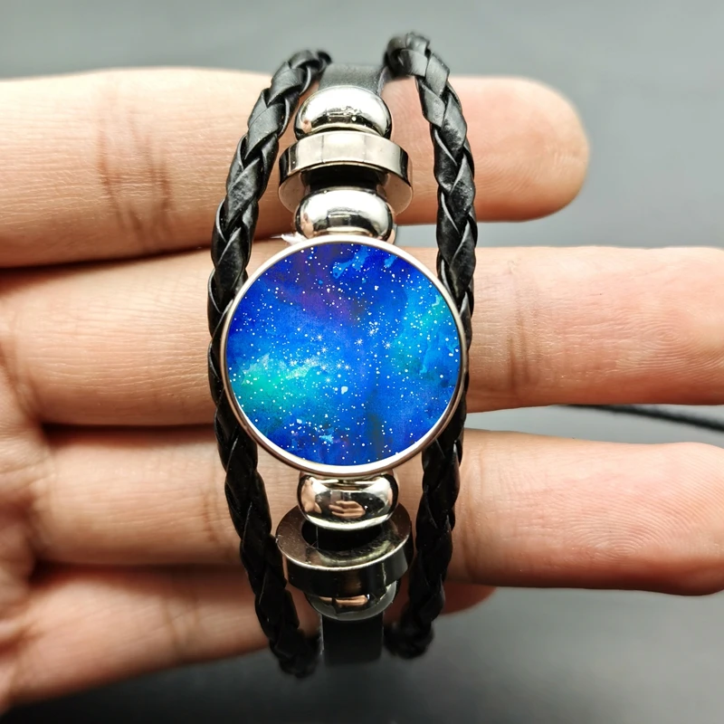 Black Leather Bracelet Universe Galaxy Pattern Retro Bracelet Unisex 
Black Leather Bracelet Universe Galaxy Pattern Retro Bracelet Unisex