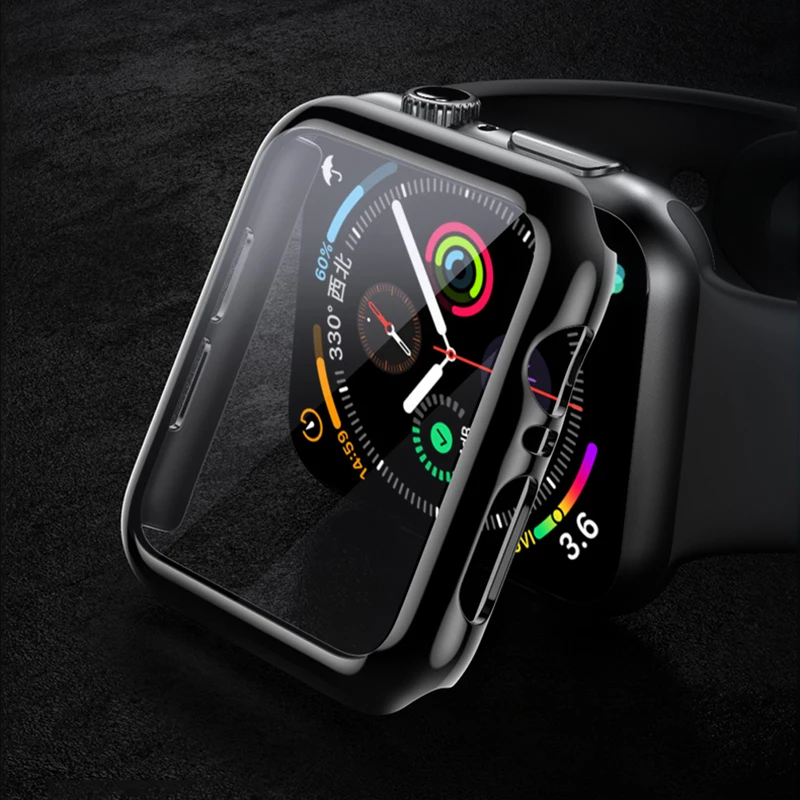 Стекло с полным покрытием 100D для Apple Watch Series 5 4 3 2 матовый пластиковый бампер рамка
