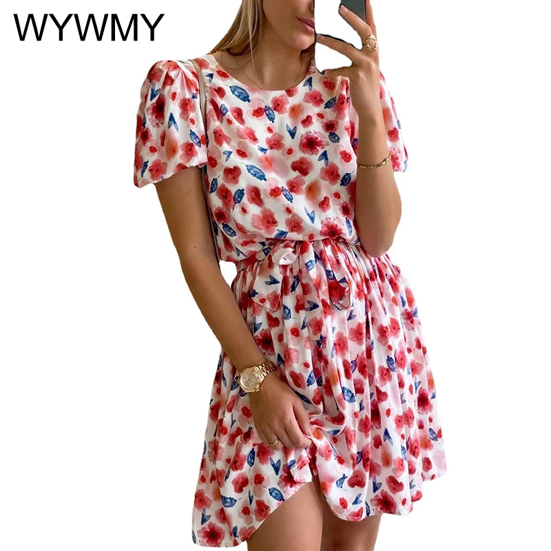 Floral Print Belt Summer Dresses For Women 2021 New Short Sleeve O-Neck A-Line Dress Casual Elegant Slim Dress Female Clothing
Floral Print Belt Summer Dresses For Women 2021 New Short Sleeve O-Neck A-Line Dress Casual Elegant Slim Dress Female Clothing