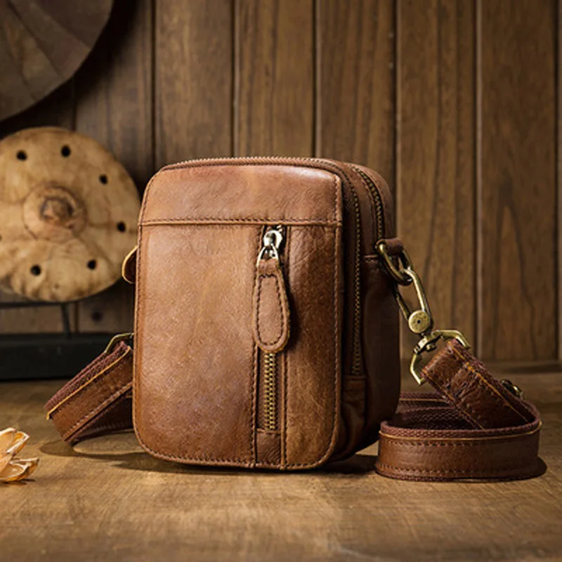 Handmade cowhide waist bag men's leather shoulder bag retro personality messenger bag mini bag men's Korean small satchel
Handmade cowhide waist bag men's leather shoulder bag retro personality messenger bag mini bag men's Korean small satchel