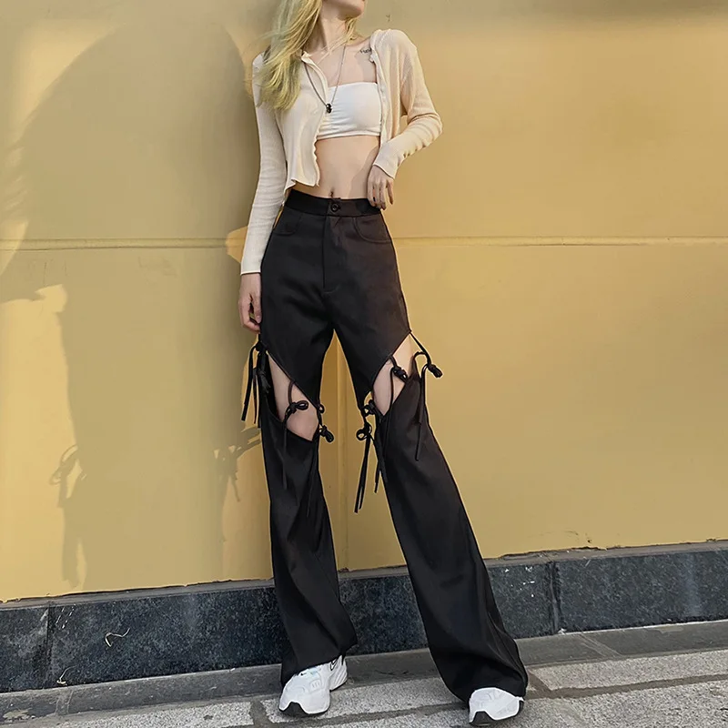 Spring and summer new style women's solid color loose high waist fashion hollow out stitching casual pants women
Spring and summer new style women's solid color loose high waist fashion hollow out stitching casual pants women