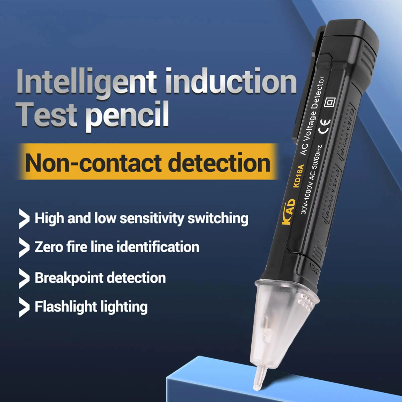 AC Voltage Detector Non-contact Convenient Voltage Tester Detects AC voltage from 30V to 1000V with audible&visual indication
AC Voltage Detector Non-contact Convenient Voltage Tester Detects AC voltage from 30V to 1000V with audible&visual indication