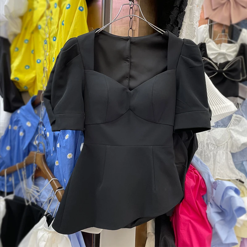 French Style Slimming Elegant Lace-up Bow Back Hollow-out Square Collar Blosue Women's Chest-Wrapped Irregular Shirt Fashion
French Style Slimming Elegant Lace-up Bow Back Hollow-out Square Collar Blosue Women's Chest-Wrapped Irregular Shirt Fashion