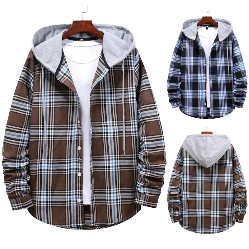 Fashion Casual Brand Street Couple's Shirt Hooded Plaid Men' Fleece Shirts Long Sleeves 2021 New Spring Autumn Shirt OverSize
Fashion Casual Brand Street Couple's Shirt Hooded Plaid Men' Fleece Shirts Long Sleeves 2021 New Spring Autumn Shirt OverSize