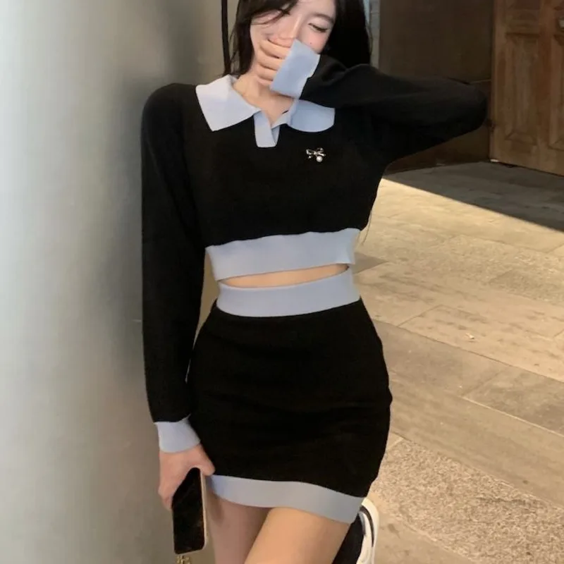 Small Fragrance Knitted Two Piece Set Women Sweater Crop Top + Bodycon Mini Skirts Sets Fall Korean Fashion Sweet 2 Piece Suits
Small Fragrance Knitted Two Piece Set Women Sweater Crop Top + Bodycon Mini Skirts Sets Fall Korean Fashion Sweet 2 Piece Suits