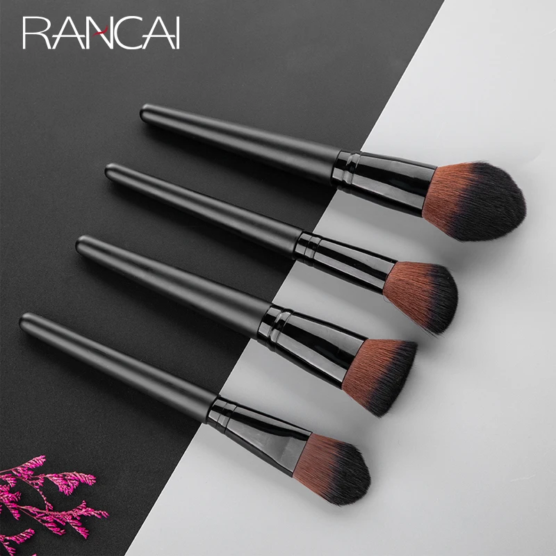 

RANCAI 4 шт., набор кистей для макияжа, тональный порошок, румяна, тени для век, губка, кисть, мягкие волосы, косметические инструменты, кисти, наб...