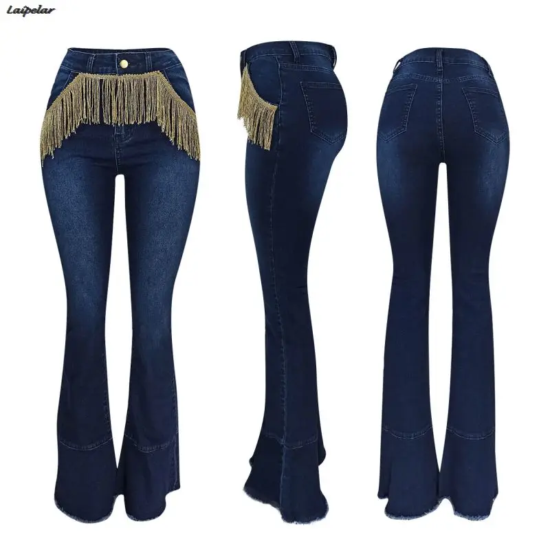 Sexy Tassels Bell Bottom Jeans Women High Waist Skinny Flare Jeans Streetwear Causal Mujer Plus Size High Elastic Denim Pants
Sexy Tassels Bell Bottom Jeans Women High Waist Skinny Flare Jeans Streetwear Causal Mujer Plus Size High Elastic Denim Pants