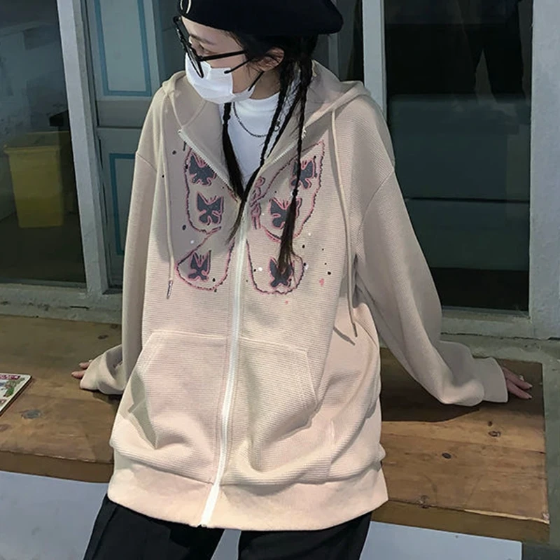 E-girl Butterfly Print Sweatshirt Women Autumn Zip Up Long Sleeve Oversized Hoodies Y2K Aesthetic Fairy Grunge Harajuku Clothes
E-girl Butterfly Print Sweatshirt Women Autumn Zip Up Long Sleeve Oversized Hoodies Y2K Aesthetic Fairy Grunge Harajuku Clothes