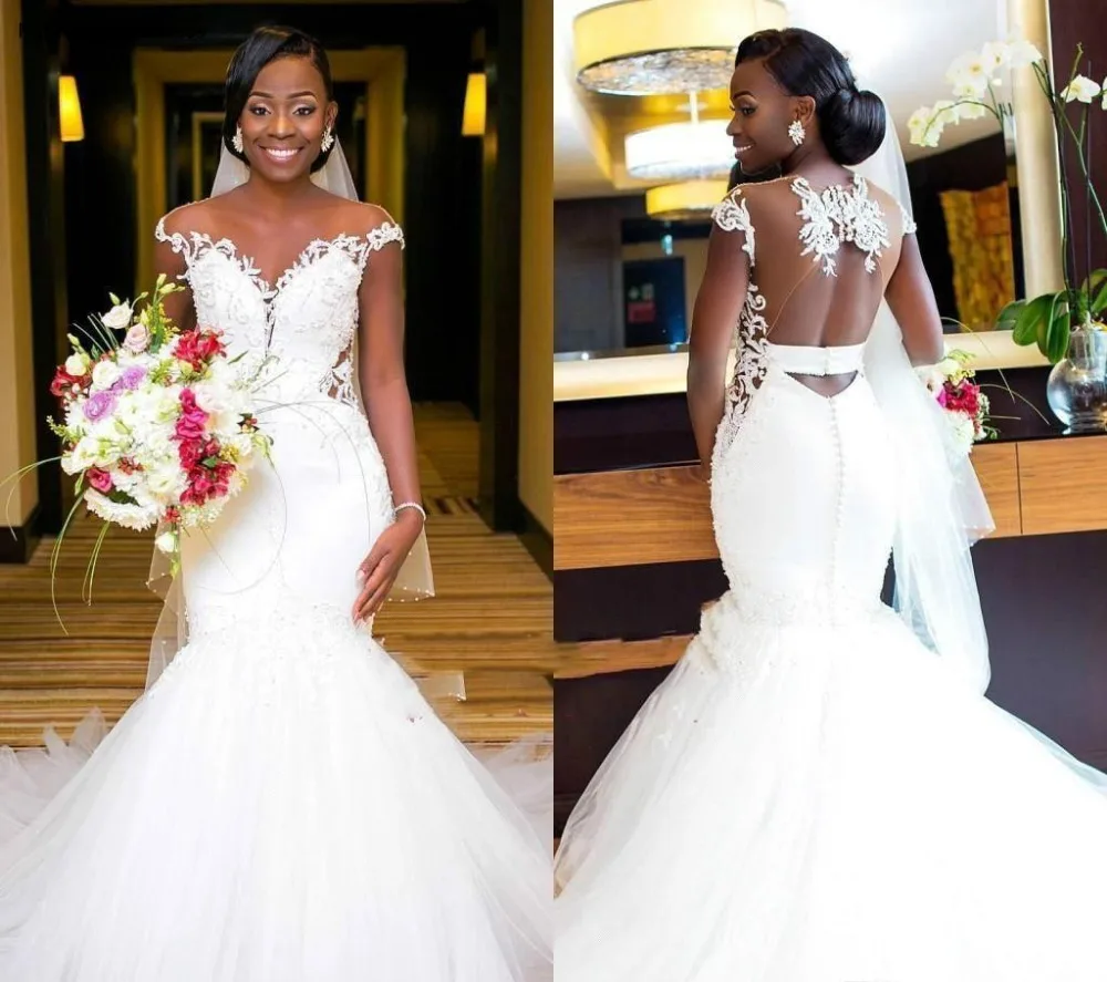 New African Appliques Mermaid Wedding Dress Sheer Back Bridal Gowns Vestido De Novia in Wedding Dresses
New African Appliques Mermaid Wedding Dress Sheer Back Bridal Gowns Vestido De Novia in Wedding Dresses