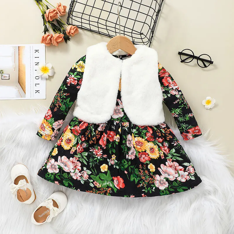 Girls Sets Children'S Clothing Autumn Winter Fur Vest+Princess Party Flowers Dress 2pcs Warm Baby Kids Girl Clothes
Girls Sets Children'S Clothing Autumn Winter Fur Vest+Princess Party Flowers Dress 2pcs Warm Baby Kids Girl Clothes
